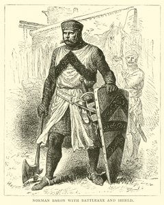 Barón normando con hacha de batalla y escudo
