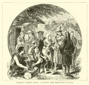 Leyes forestales normandas, cortando las garras de los perros de caza