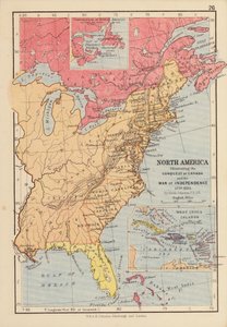 América del Norte, que ilustra la Conquista de Canadá y la Guerra de la Independencia de English School