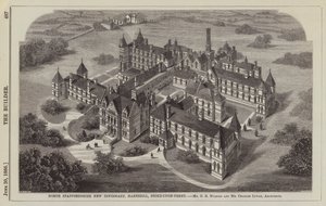 Nueva Enfermería de North Staffordshire, Hartshill, Stoke-upon-Trent (grabado) de English School