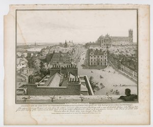 Vista norte de la ciudad de Westminster desde el techo del Banqueting House, Whitehall de English School