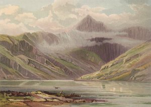 Norte de Gales, Snowdon de Llyn Llydaw (litografia en color)
