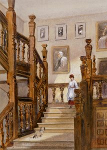 Escalera norte de Audley End House, finales del siglo XIX (acuarela sobre papel) de English School
