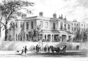 Vista noroeste de Camelford House, 1850
