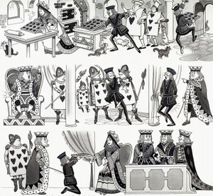 Ilustración de rima infantil: Reina de Corazones