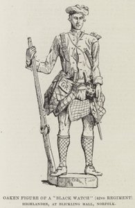 Figura de Roble de un "Black Watch" (42º Regimiento) Highlander, en Blickling Hall, Norfolk de English School