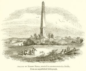 Obelisco en el campo de Naseby; erigido para conmemorar la batalla de English School
