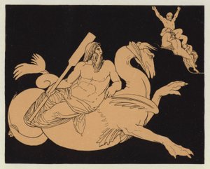Oceanus en su corcel alado (litografía en color)