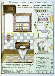 Okeanos Closets de un catálogo de artículos sanitarios producidos por Morrison, Ingram & Co., Manchester, publicado c.1890 de English School