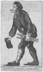 Viejas botas de Rippon en Yorkshire, grabado por J. Strange (siglo XVIII) después de un dibujo de Timothy Grin, publicado por C. Johnson, 1793 de English School