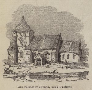 Antigua iglesia de Fairlight, cerca de Hastings (grabado) de English School