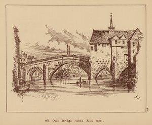 Old Ouse Bridge, derribado en 1809 (litografía) de English School