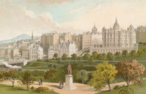 Ciudad Vieja de Edimburgo desde los Jardines de Princes Street de English School