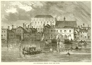 Antiguo palacio de Whitehall desde el río de English School