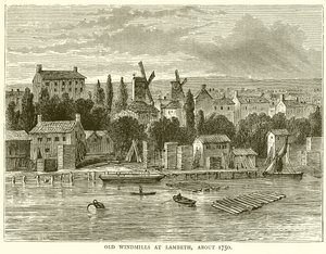 Viejos molinos de viento en Lambeth, alrededor de 1750 de English School
