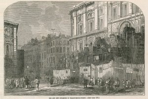 Edificios antiguos y nuevos en Threadneedle Street, Londres de English School