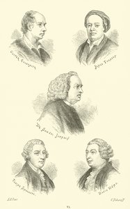 Oliver Goldsmith, James Thomson, Dr. Samuel Johnson, Tobias Smollett, David Hume