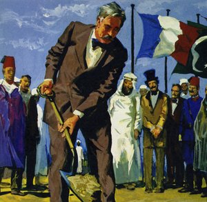 El 25 de abril de 1859, de Lesseps removió la primera palada de tierra del Canal de Suez de English School
