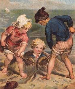 A orillas del mar. (litografía en color)