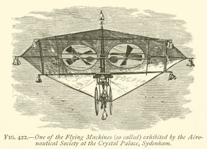 Una de las Máquinas Voladoras exhibidas por la Sociedad Aeronáutica en el Crystal Palace, Sydenham de English School