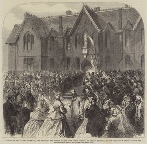 Inauguración del Hospital Albert y develación de la Estatua del difunto Príncipe Consorte, en Bishops Waltham, en presencia del Príncipe Arturo y las Princesas Helena y Luisa de English School