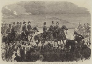 Inauguración de la Exposición Internacional de Dublín, el Príncipe de Gales en la Revista de Tropas en Phoenix Park de English School