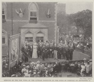 Inauguración de la Nueva Ala del Instituto Lytham por el Duque de Norfolk el 17 de septiembre (grabado)