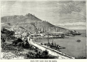 Orán - Vista desde el puerto deportivo (grabado) de English School