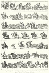 Orden de Cabalgata en la Apertura del Primer Parlamento de James VII (grabado)