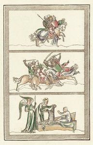 Oswald Rey de Northumberland con su ejército, Batalla de Maserfield, Milagro de la Virgen María de English School