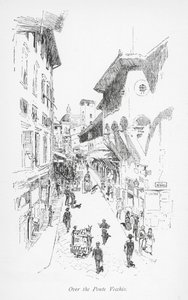 Sobre el Ponte Vecchio (litografía) de English School