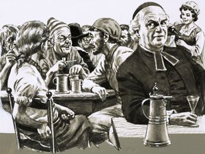Escuchando la charla en una taberna del puerto, el capellán británico supo que una flota del tesoro española estaba en la Bahía de Vigo