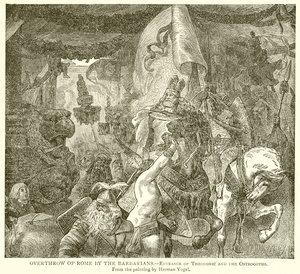 Derrocamiento de Roma por los bárbaros: Entrada de Teodorico y los ostrogodos de English School