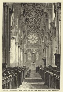 Catedral de Oxford, el coro antes de la erección del nuevo retablo de English School
