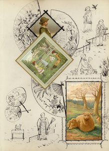 Página de álbum de recortes de la época victoriana tardía de English School
