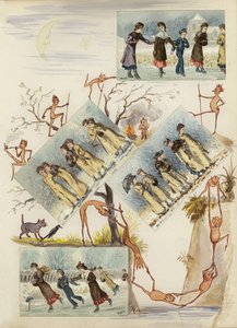 Página de álbum de recortes de la época victoriana tardía de English School