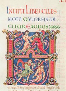 Página de la Biblia de Winchester, c.1150-80 (vitela) de English School