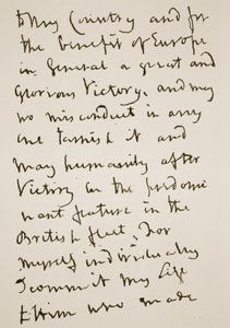 Página de una carta escrita por Nelson justo antes de la Batalla de Trafalgar, lunes 21 de octubre de 1805