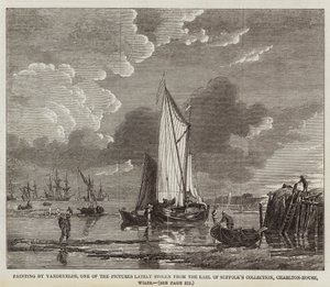 Pintura de Vandevelde, una de las imágenes recientemente robadas de la colección del Conde de Suffolk, Charlton-House, Wilts de English School