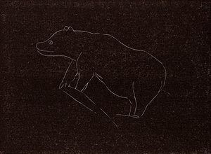 Grabado paleolítico de un oso de las cavernas (litografía) de English School