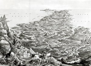 Vista Panorámica de la India desde las Montañas del Himalaya, diseñada por T. Packer, 1857 de English School