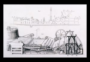 Máquina de fabricación de papel de Cyclopaedia of Useful Arts & Manufactures, editado por Charles Tomlinson, c.1880s