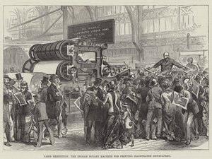 Exposición de París, la máquina rotativa Ingram para imprimir periódicos ilustrados de English School