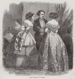 Moda de París para marzo (grabado) de English School