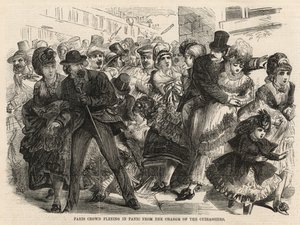 Multitud de París huyendo del pánico por la carga de los Cuirassiers