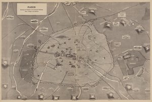 París, mostrando las posiciones de los principales edificios, fuertes, pueblos y ferrocarriles de English School