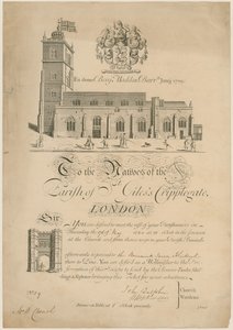 Parroquia de San Gil Cripplegate, marcando los límites, invitación, 1860