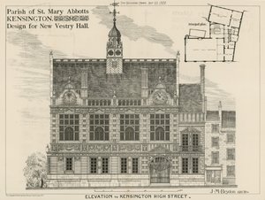 Parroquia de St Mary Abbotts, Kensington, diseño para el Nuevo Vestry Hall