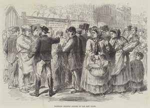 Parisienses leyendo avisos de los nuevos impuestos (grabado) de English School