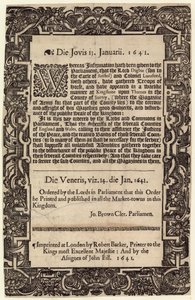 Orden Parlamentaria, 14 de enero de 1641 de English School